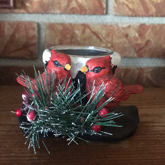 Rare Red Cardinal Frosted Candle Tea Light Holder - Picture 1 of 7